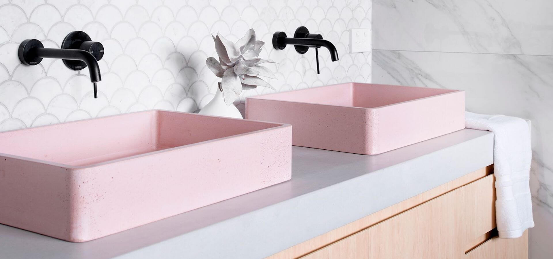 pink sinks 2019 bathroom trends
