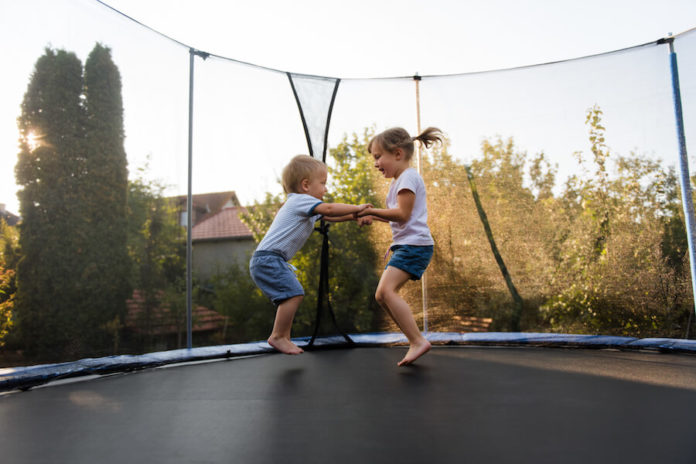 childproof backyard kids trampoline